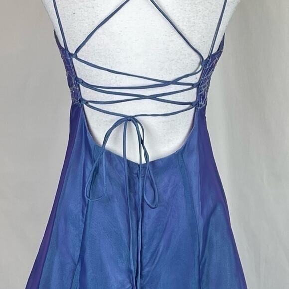 Betsy & Adam Iridescent Bluish Purple Sequins MermaidCore Maxi Dress NWT Size 10 - Picture 5 of 11